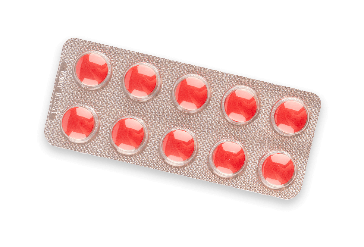 Packet of white capsules