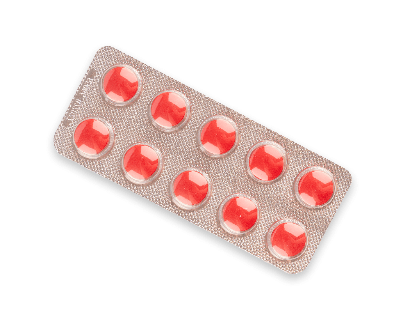 Packet of red capsules